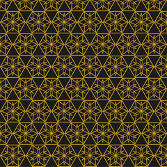 Seamless Golden Hexagonal Star Pattern on Black Background - Luxury Geometric Design