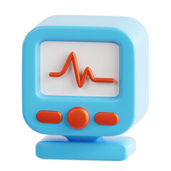 Ecg Machine 3d icon isolated White Background 3d rendering