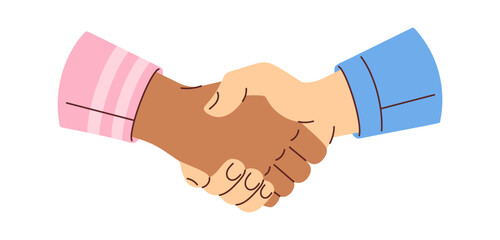 International diverse shaking hands cartoon