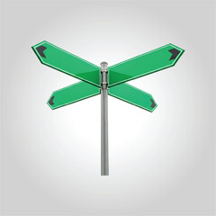 green road sign with arrows