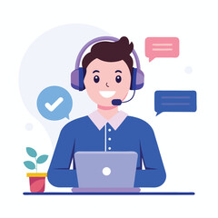 Call center person working professionally