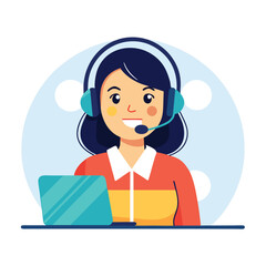 Confident woman offering help on call