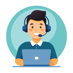 Man in headset helping remotely