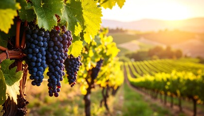 Fototapeta premium Vineyard at sunset (1)