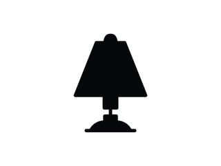 Obraz premium Minimalist table lamp silhouette for interior design. Elegant black lamp icon in silhouette style, ideal for room setup graphics, furniture catalogues, or branding kits.