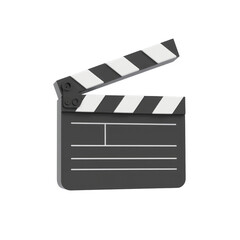 Rendered Movie Clapperboard with White Stripes and Action Slate Floating in Air 3D