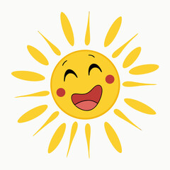 Happy Cartoon Sun with Smiling Face Illustration