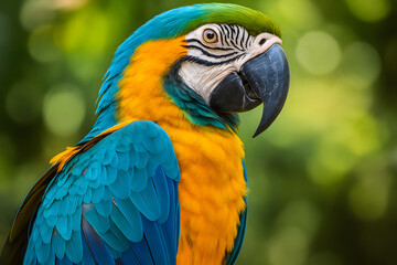 Fototapeta premium Vibrant Blue and Gold Macaw Portrait for Exotic Bird and Wildlife Photography