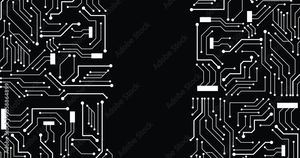 Poster abstract background with circuit board, technology texture. circuit board futuristic trace processor