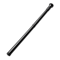 Sleek black telescopic baton self defense accessory security equipment on transparent background