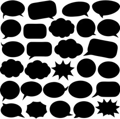 Collection of Black Speech Bubbles: Various Shapes & Sizes
