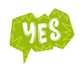 Yes agreement speech bubble cartoon