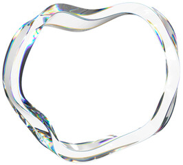 3D Glass dispersion abstract ribbon element. Reflecton shape on transparent background. Realistic graphic glare and transparency effect