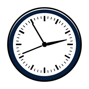 Simple Round Analog Clock Showing Time, Wall Clock Illustration