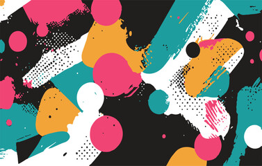 Abstract geometric colorful paint grunge brush texture With halftone pattern for print, fabric, wallpapers, and clothes.