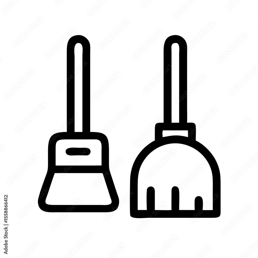 Poster cleaning tools set in simple vector linear icon design