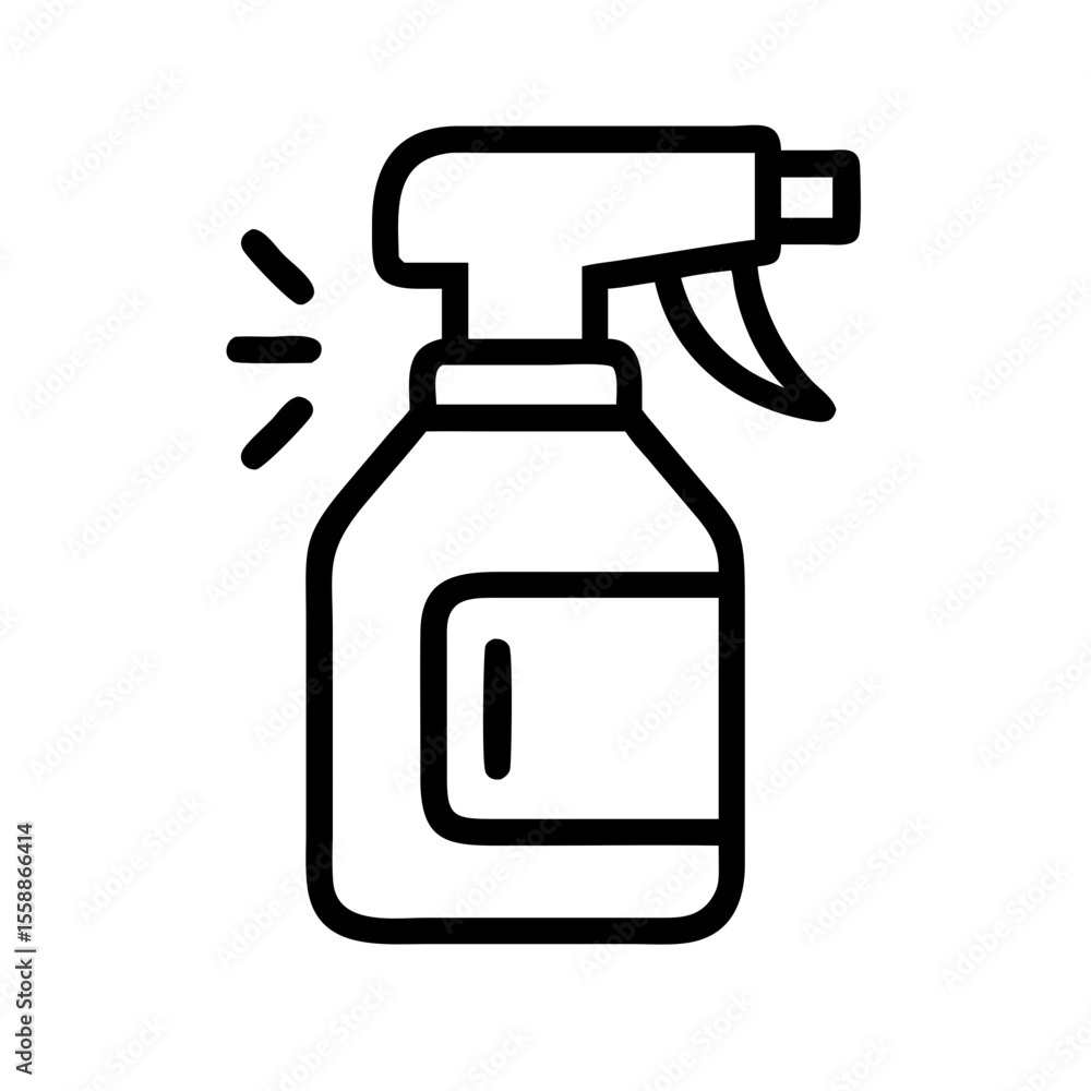 Poster cleaning spray bottle with trigger spray design and simple outline