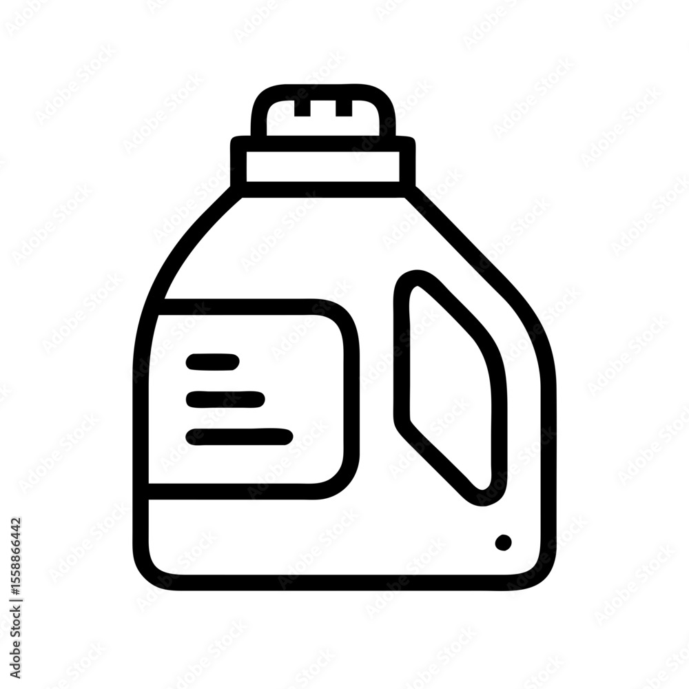 Poster laundry detergent bottle in simple vector linear icon style