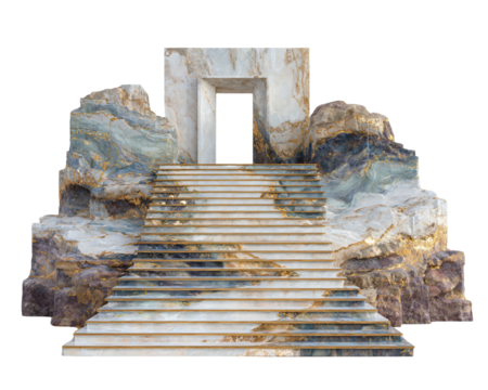 Abstract Marble Structure with Steps and Open Portal Design