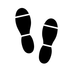 Footprints Icon: Black Shoe Prints on White Background