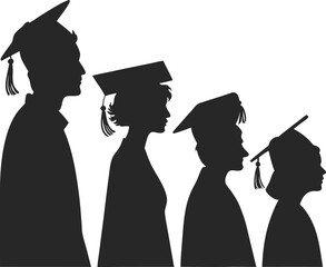 Group of Graduates Silhouette academic Achievement and Success