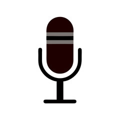 Retro Microphone Icon, Vintage Mic Illustration, Podcast Symbol