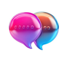 Glossy chat bubbles communication dialogue illustration 3D message icon on transparent background