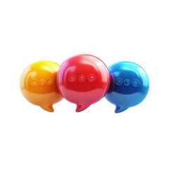 Glossy Discussion Colorful Speech Bubbles Icon Set Social Media on transparent background