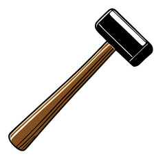 Wooden Handle Rubber Mallet, Black Head Hammer Tool