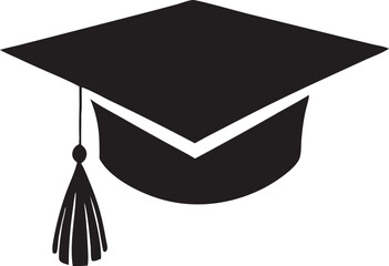 Graduation Cap Silhouette Mortarboard with Tassel Icon