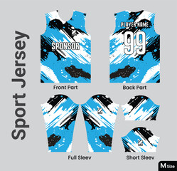 Jersey design template for printing and sublimation. Medium size geometric line jersey pattern template t-shirt
