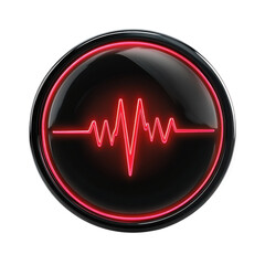 Heartbeat Pulse Neon Sign Health Vitality Graphic Element Red Waveform on transparent background