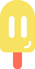 Yellow Popsicle Icon with Smile – Cute Flat Summer Design