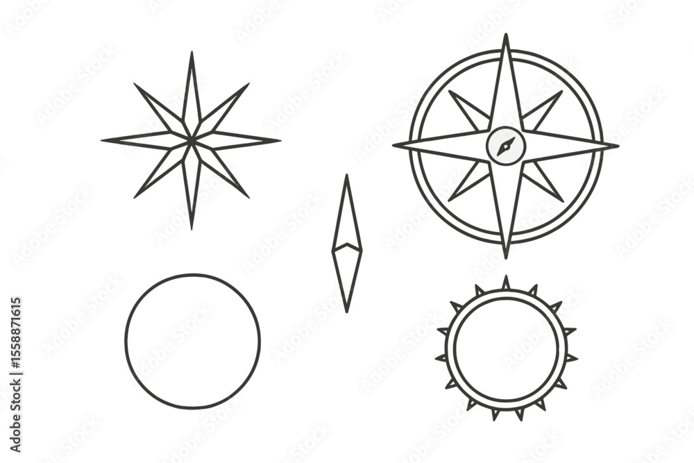 Poster compass designs showcasing various styles and shapes suitable for navigation and artistic purposes