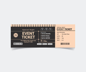 Event Ticket Template Design with Vector File