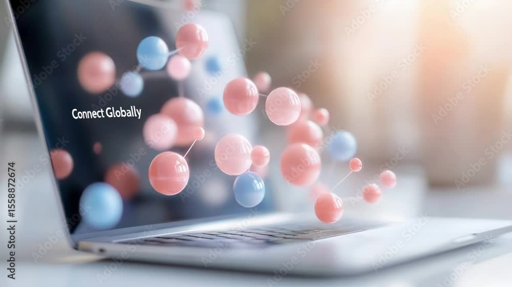 Poster abstract global connectivity and communication concept with molecular structure