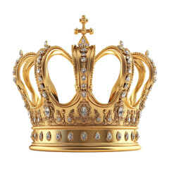Royal Gold Crown Portrait Symbol of Power Wealth and Coronation Luxury on transparent background