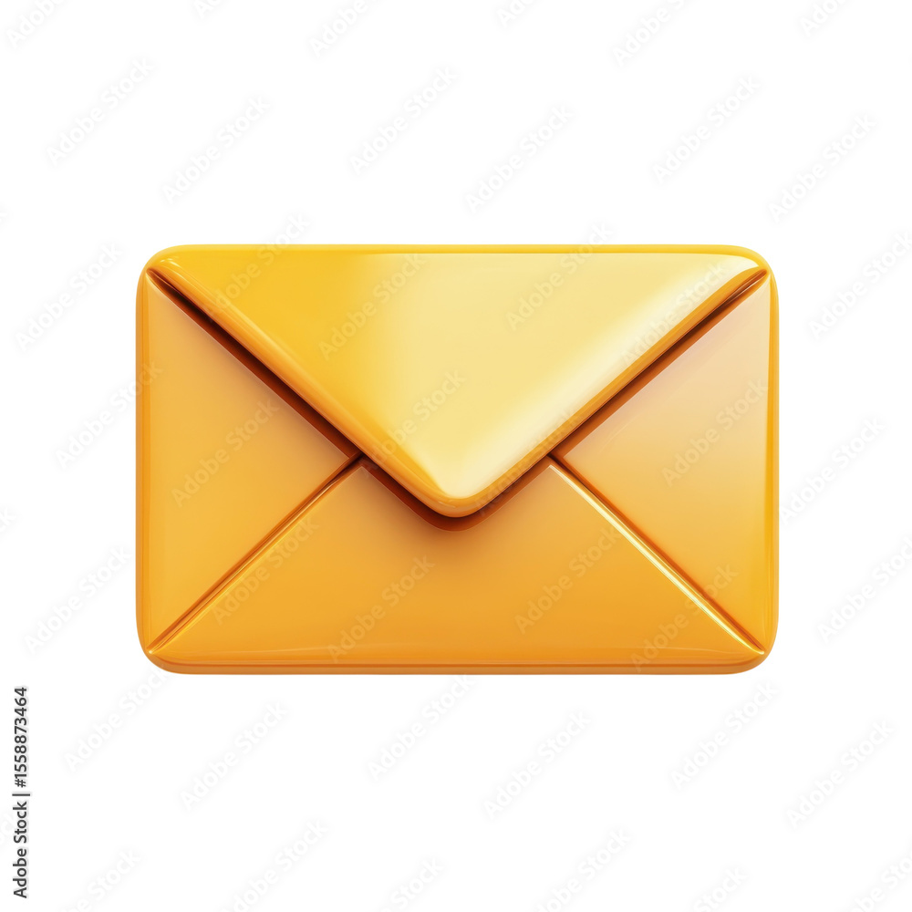 Aufkleber shiny gold email envelope icon communication message mailbox notification on transparent background
