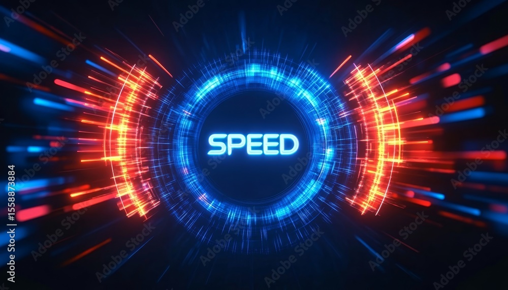 Poster futuristic speedometer display with technology dashboard showcasing high-speed data connections