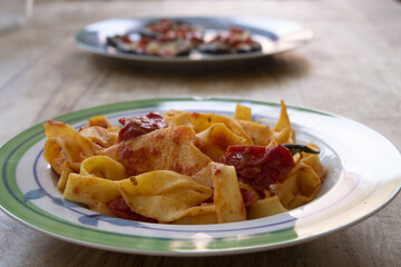 egg tagliatelle with pachino tomatoes