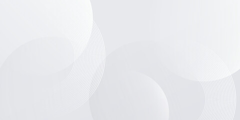 White geometric abstract background overlap layer on bright space with lines effect decoration. Modern graphic design element circles style concept for banner.