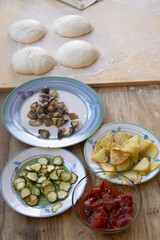homemade pizza ingredients ready for baking