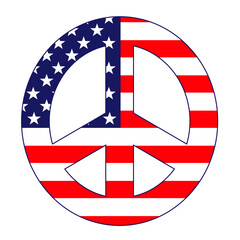 Peace sign with American flag