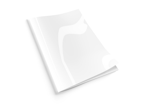 Magazine cover isolated on transparent background. Cut out blank brochure