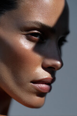 minimalist portrait featuring model positioned on left side of frame single powerful emotion