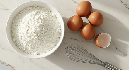 White Flour in a Bowl Textured and Ready for Baking.