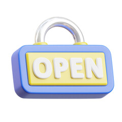 Open 3d icon isolated White Background 3d rendering
