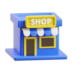 Shop 3d icon isolated White Background 3d rendering