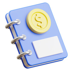 Transaction Book 3d icon isolated White Background 3d rendering