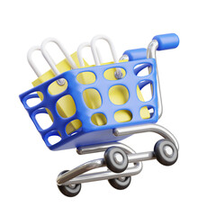 Trolley Shoping 3d icon isolated White Background 3d rendering